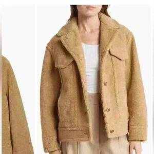NWT VINCE faux shearling jacket in caramel Sz L